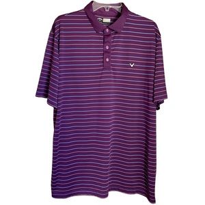 Mens Callaway  Opti-Dri Polo. XL, Purple/Blue/White Stripe